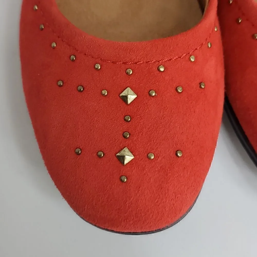 Naturalizer Joana  Red Studded Leather Comfort Flats Size 9N